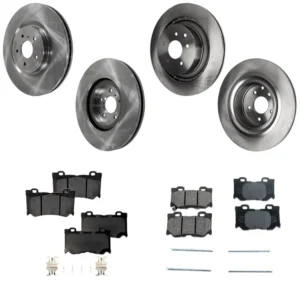 SureStop® 4-Wheel Set Front and Rear Brake Disc and Pad Kit, Plain Surface 5 Lugs Front-355.09 mm/Rear-350.01 mm Organic Pro-Line Series, Includes (2) Brake Pad Set and (4) Brake Disc
