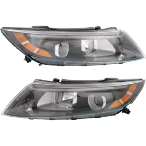 Replacement Driver and Passenger Side Headlights, with Bulbs, Halogen, Sedan, USA Built Vehicle, without LED position (parking) light, CAPA Certified