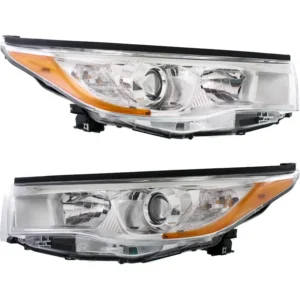 Replacement Driver and Passenger Side Headlights, with Bulbs, Halogen, without smoked chrome accent