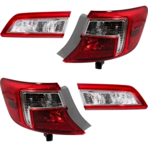 Replacement Driver and Passenger Side, Inner and Outer Tail Lights, with Bulbs, Inner - Incandescent, Outer - Halogen, Mounts on Trunk Lid and Body